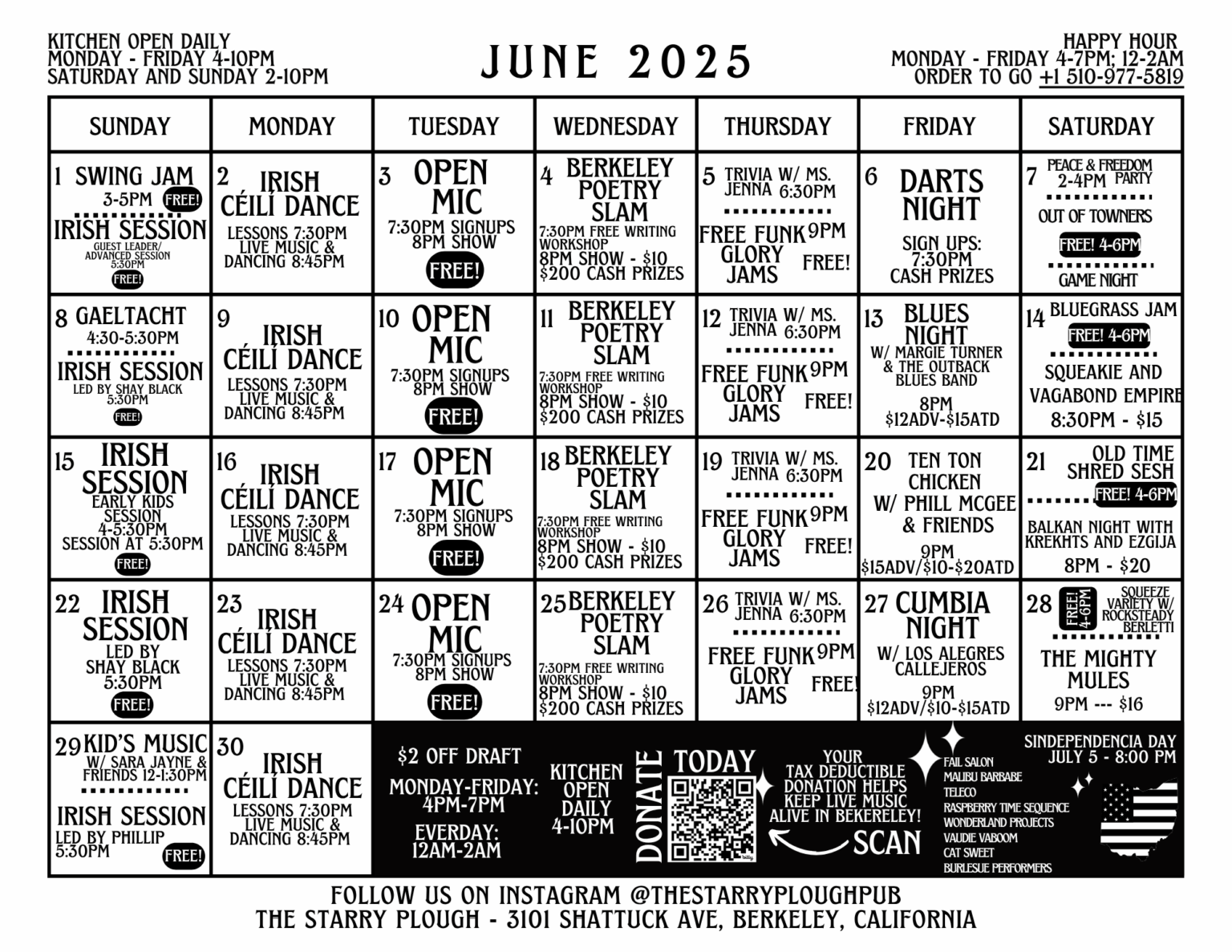 Full Calendar - The Starry Plough